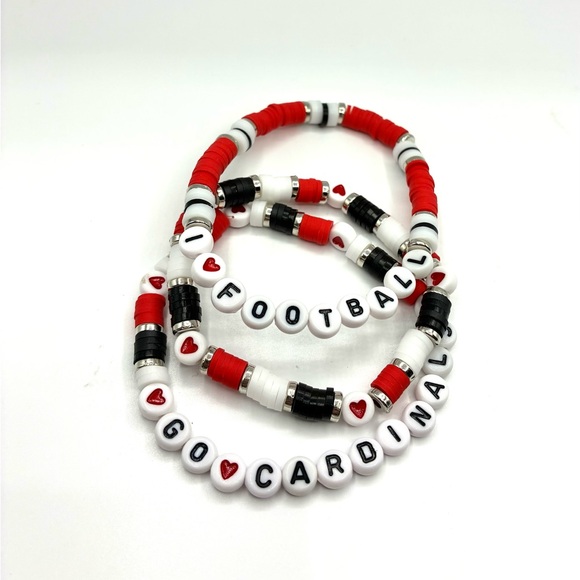 Go Cardinals Beaded Stretch Bracelet Set - Picture 1 of 3